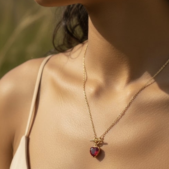 18k GP Cz Heart Necklace - Picture 2 of 6